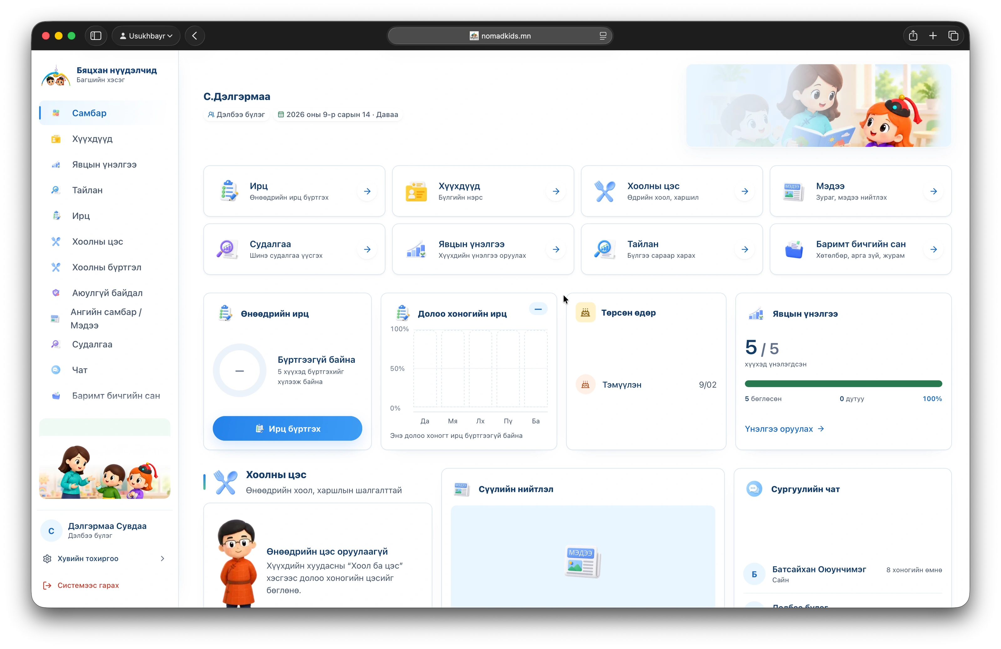 NomadKids: Teacher dashboard